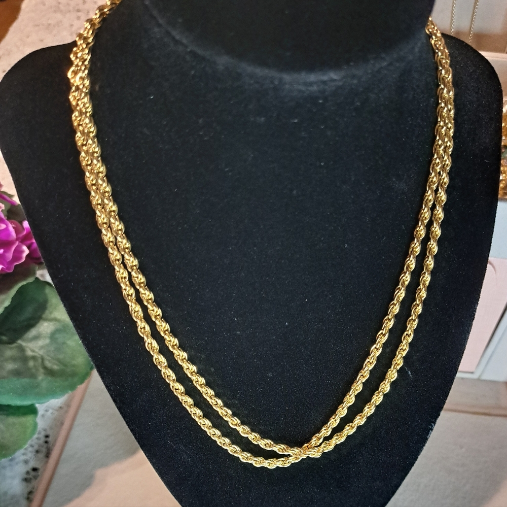 Double Strand Gold Tone Chain 18"L Large Toggle/Spring Ring Clasp